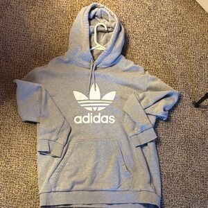 Adidas Heather Gray Hoodie with Trefoil Logo